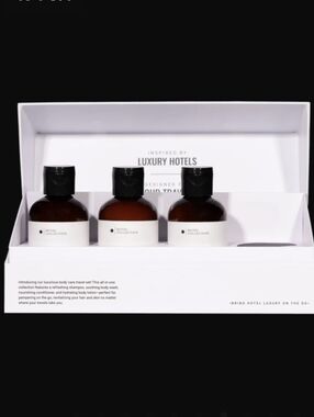 NIB Hotel Collection Black Velvet Luxury Travel Bottle Set - Black & White